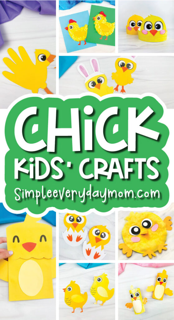 chick crafts image collage with the words chick kids' crafts