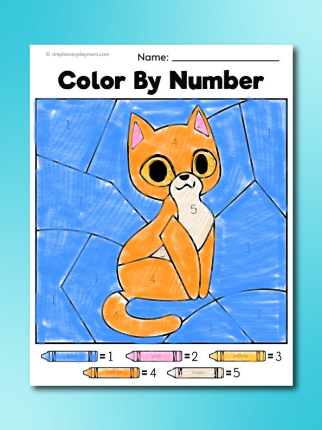Cat Color By Number Printables For Kids Story