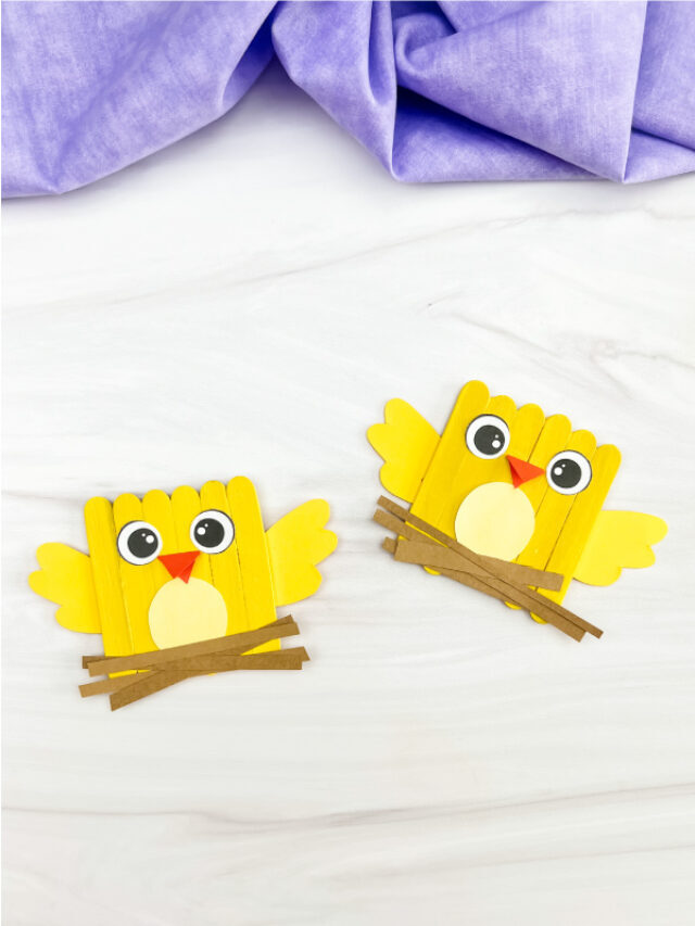 Chick Popsicle Stick Craft For Kids [Free Template] Story