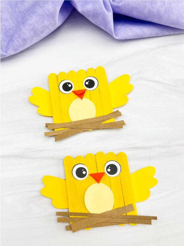 Chick Popsicle Stick Craft For Kids [Free Template] Story