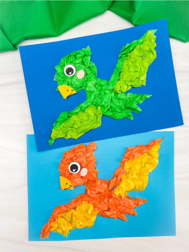 Dinosaur Tissue Paper Craft For Kids [Free Template] Story