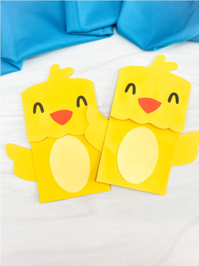 Chick Paper Bag Puppet Craft [Free Template] Story