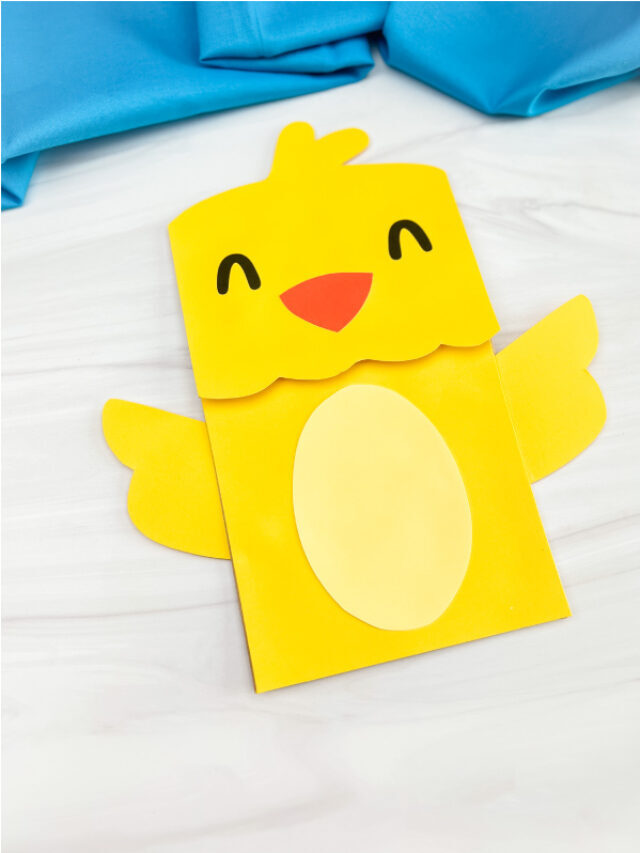 Chick Paper Bag Puppet Craft [Free Template] Story