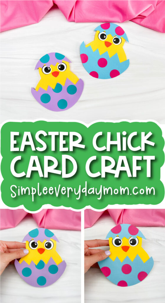 Easter chick card craft image collage with the words Easter chick card craft