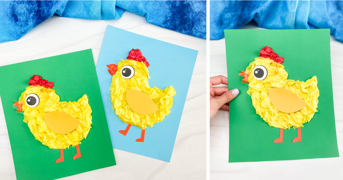 Chick Tissue Paper Craft For Kids [Free Template]
