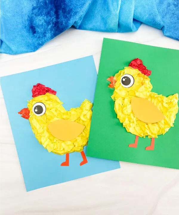 2 tissue paper chick crafts