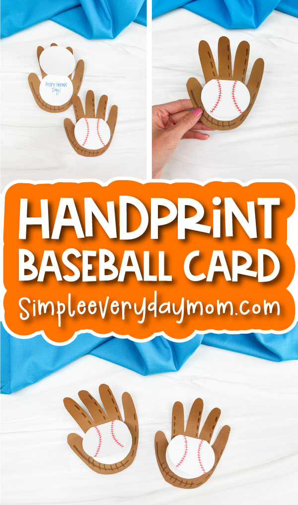 handprint baseball card craft image collage with the words handprint baseball card