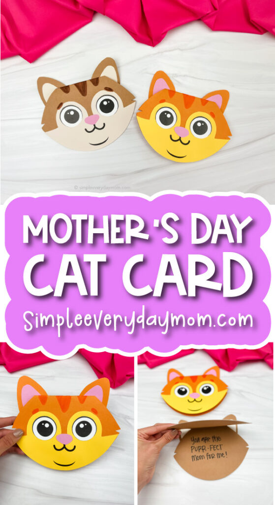 cat card craft image collage with the words mother's day cat card