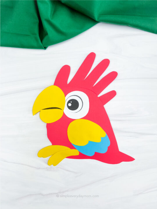 Handprint Parrot Craft For Kids [Free Template]