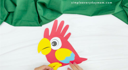 Handprint Parrot Craft For Kids [Free Template]