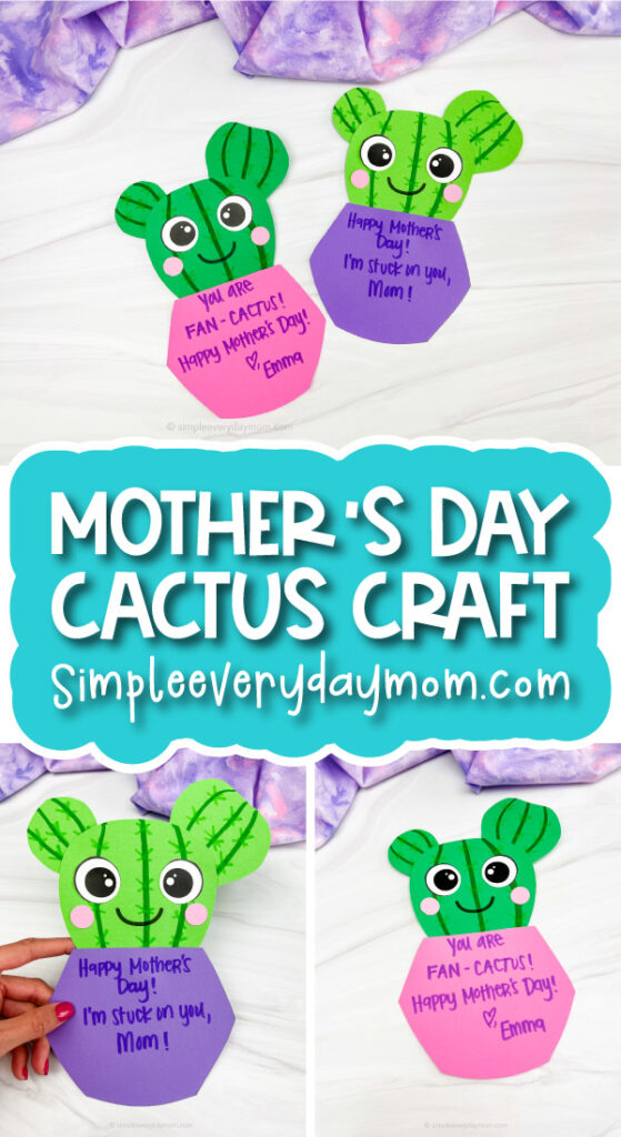 Mother's Day cactus craft image collage with the words mother's day cactus craft