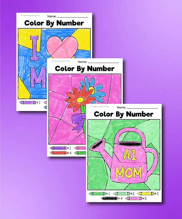 Mother's Day color by number printables
