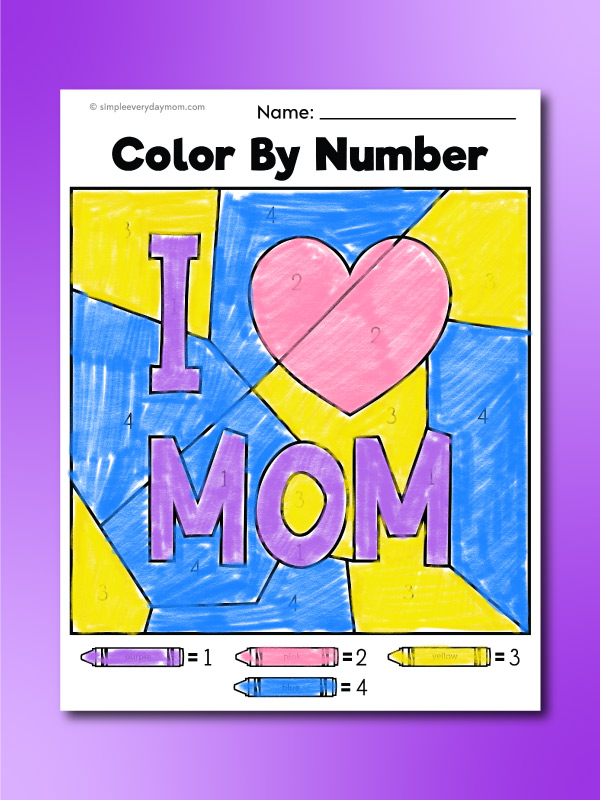 Mother's Day color by number printable