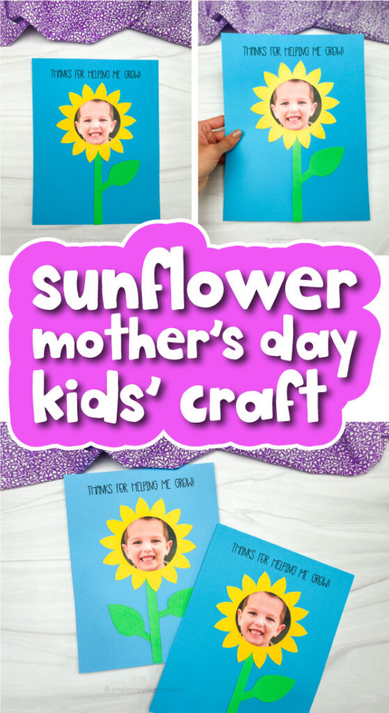 sunflower mother's day craft image collage with the words sunflower mother's day kids' craft