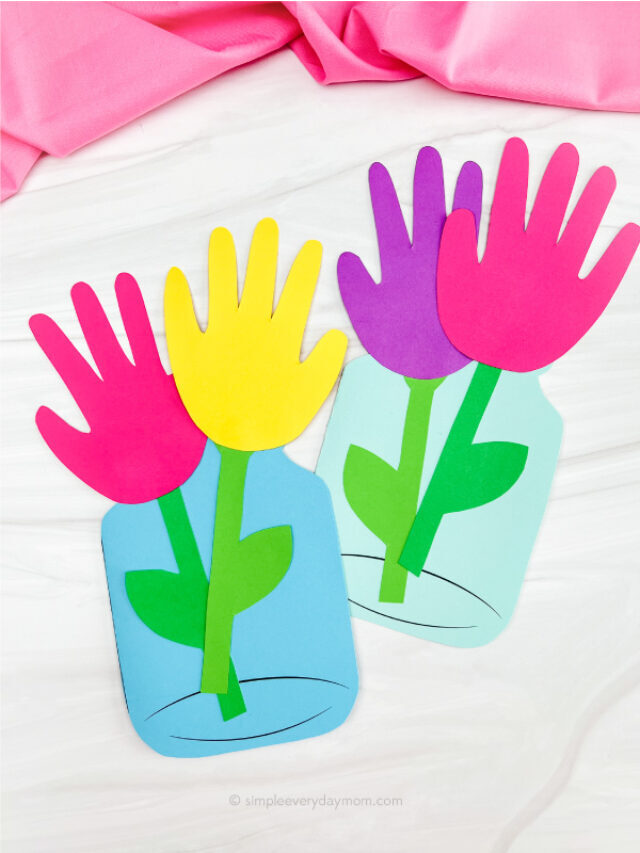 Flower Handprint Card Craft [Free Template] Story