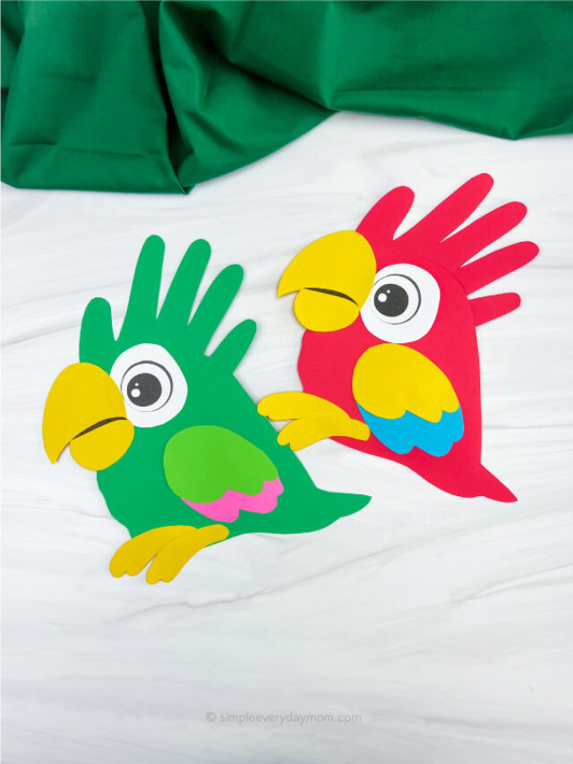 Handprint Parrot Craft For Kids [Free Template] Story