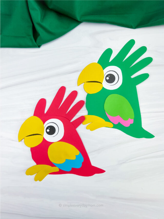 Handprint Parrot Craft For Kids [Free Template] Story