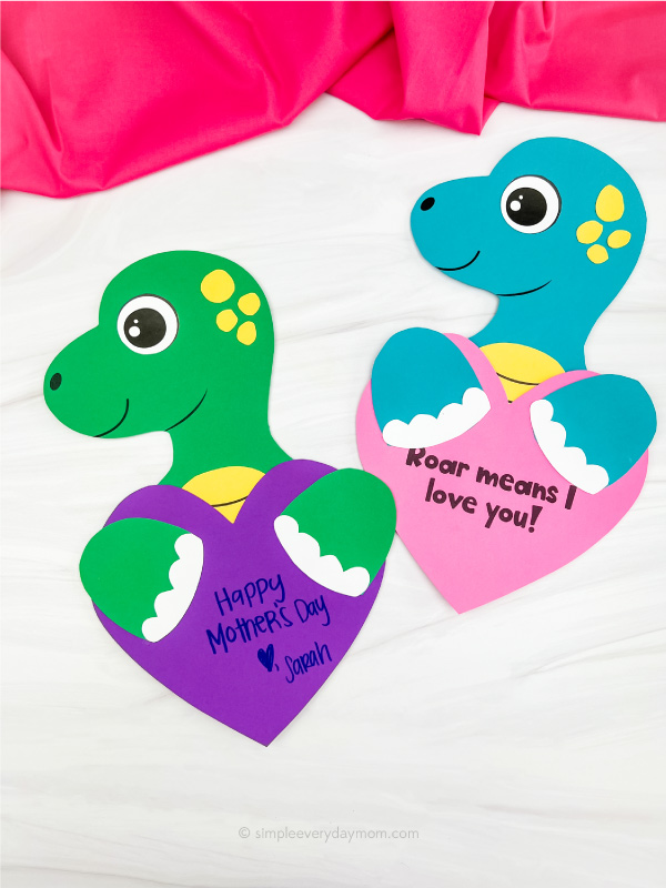 2 dinosaur mother's day crafts