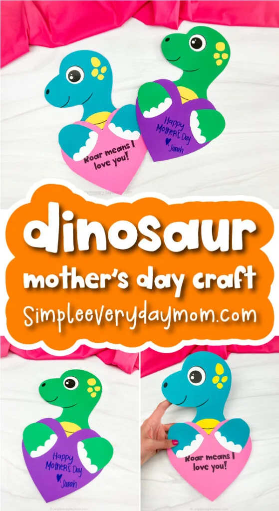 dinosaur mother's day craft image collage with the words dinosaur mother's day craft