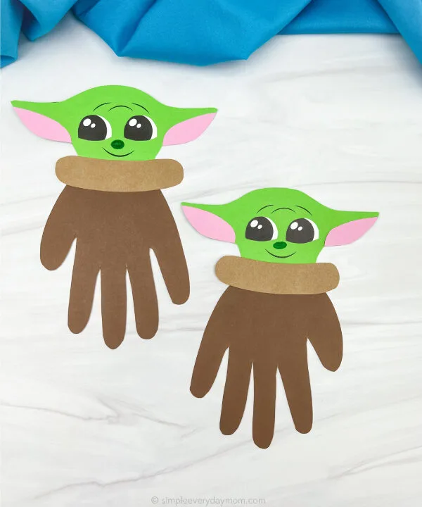 2 Baby Yoda handprint crafts