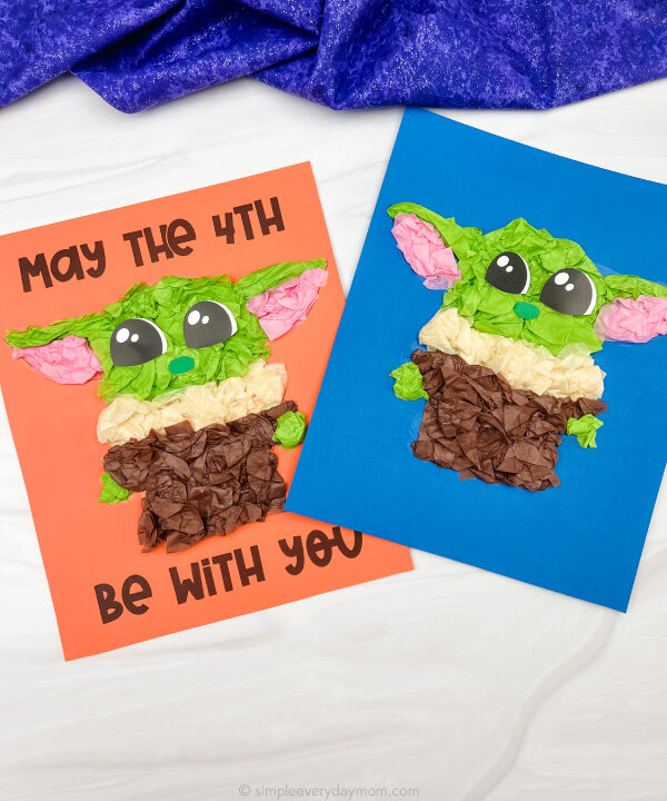 2 Baby Yoda tissue paper crafts