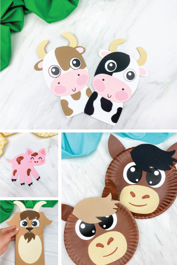 farm animal crafts image collage