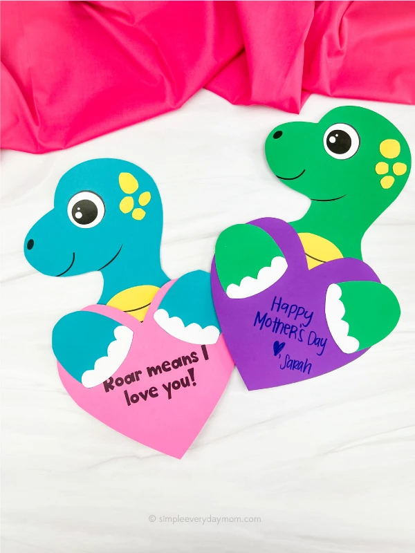 2 dinosaur mother's day crafts