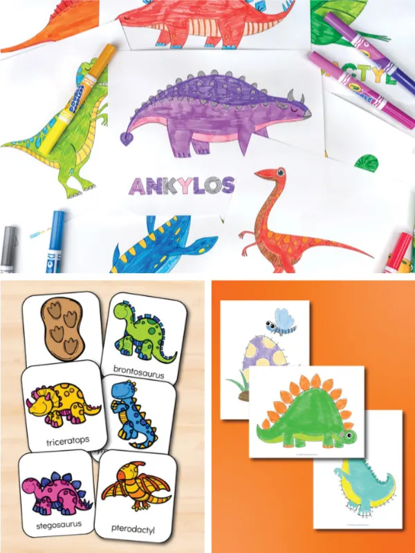 collage of dinosaur activities