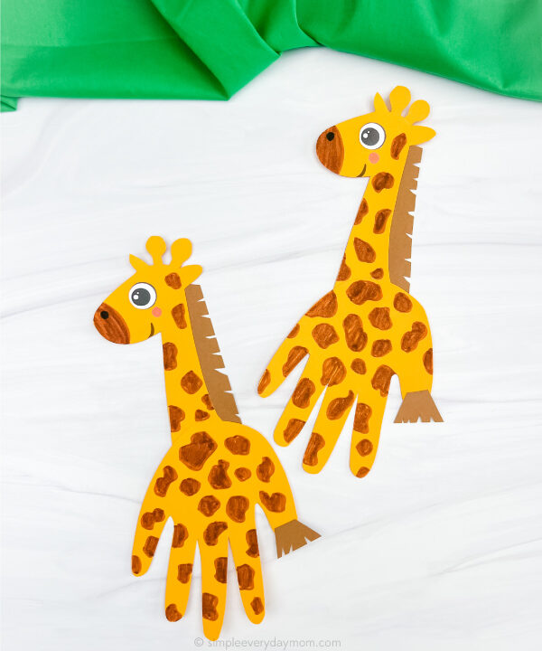 2 handprint giraffe crafts