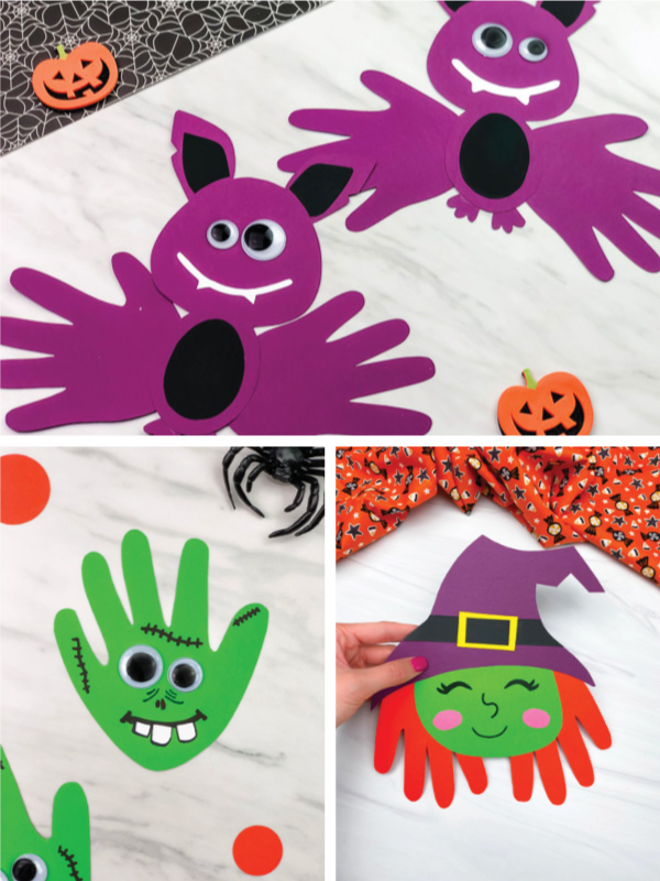 Halloween handprint craft image collage