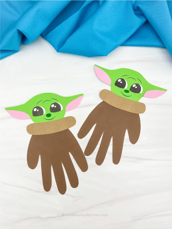 2 Baby Yoda handprint crafts