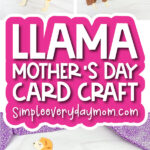 lama Mother's Day card craft image collage with the words llama mother's day card craft