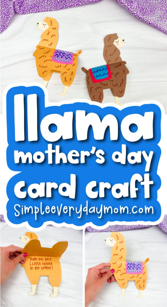 lama Mother's Day card craft image collage with the words llama mother's day card craft