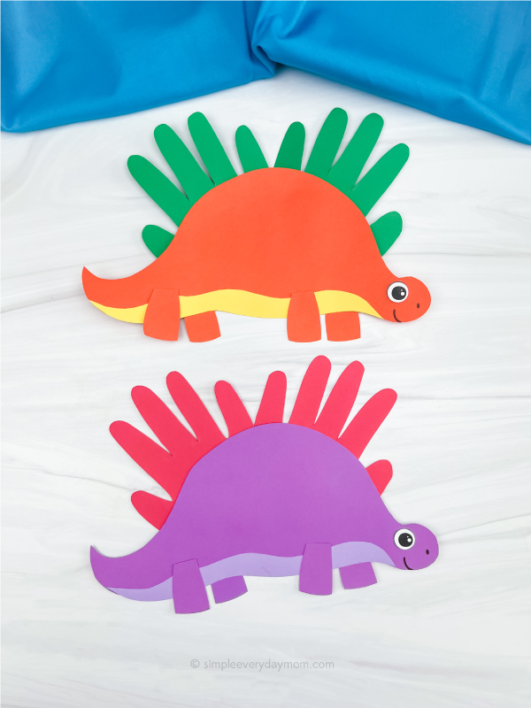 2 handprint stegosaurus crafts