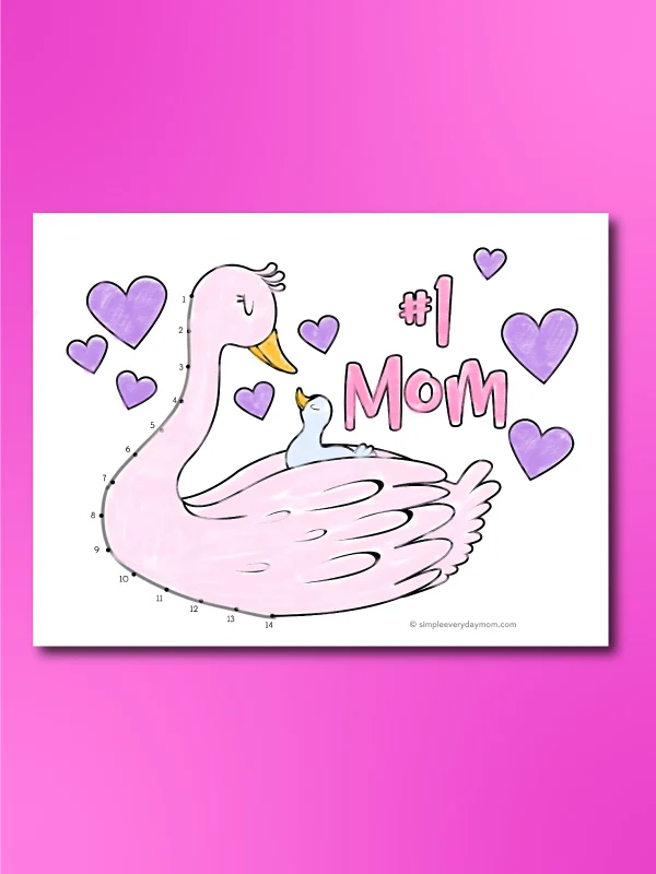 swan Mother's Day connect the dot printable