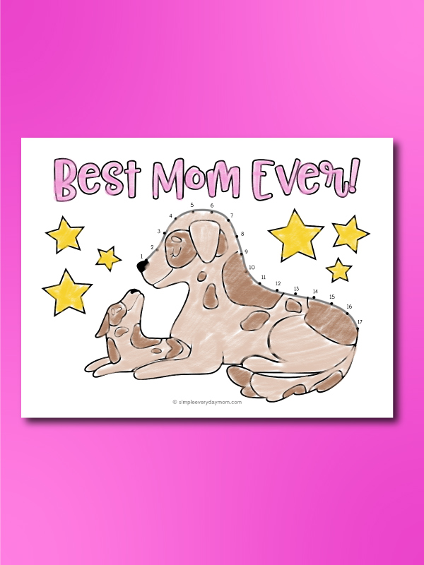 dog Mother's Day connect the dot printable