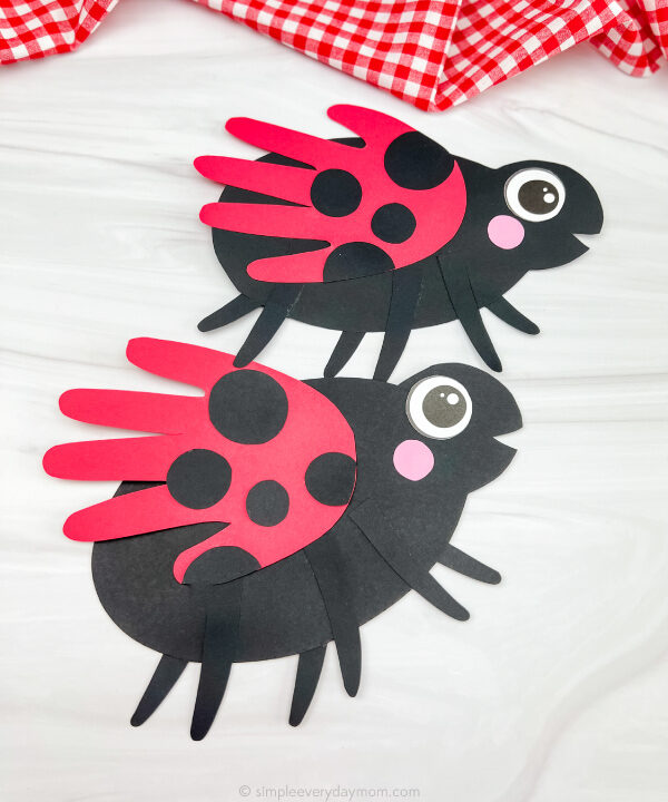 2 handprint ladybug crafts