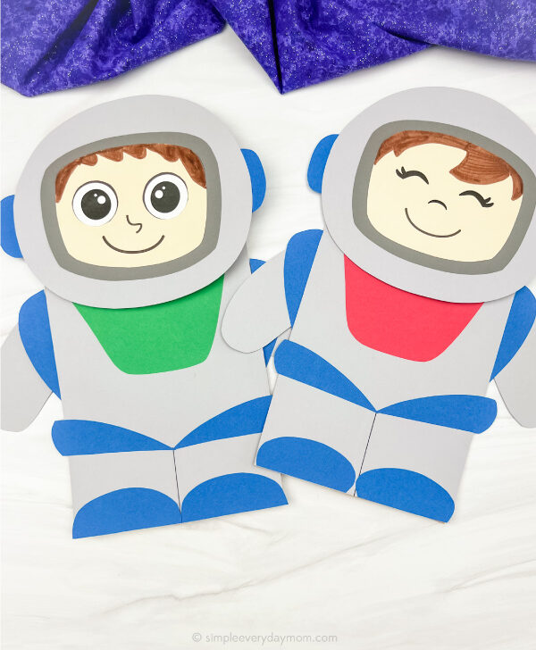 2 paper bag astronaut crafts