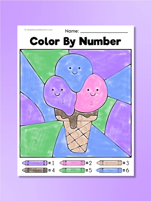 triple scoop ice cream color by number