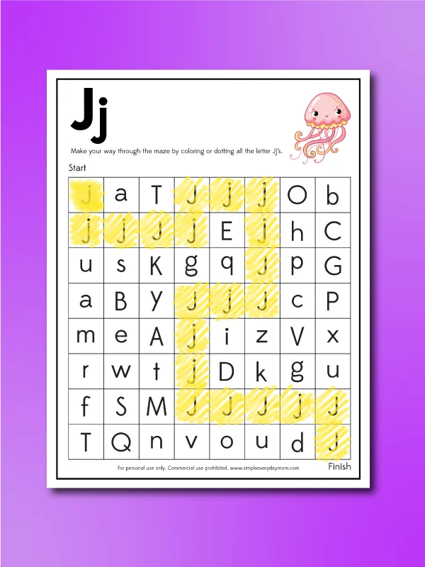 J is for jellyfish letter maze