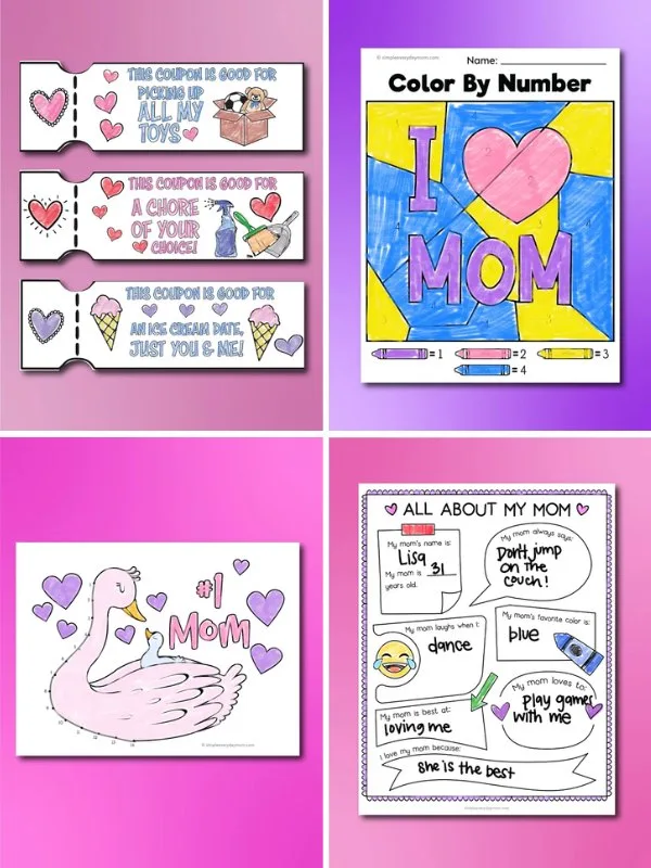 Collage image of Kids' Mother's Day Activities