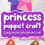 paper bag princess puppet image collage with the words princess puppet craft