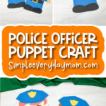 paper bag police officer craft image collage with the words police officer puppet craft