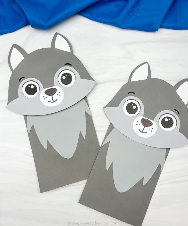 2 paper bag wolf puppets