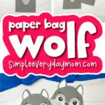 wolf puppet craft image collage with the words paper bag wolf