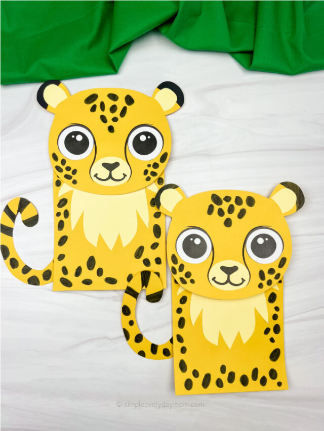 Cheetah Paper Bag Puppet Craft [Free Template] Story