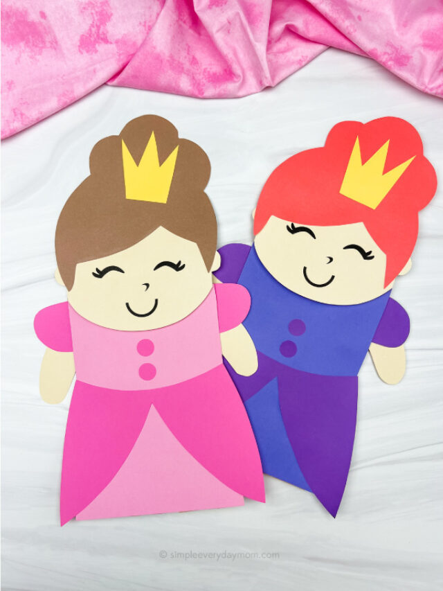 Princess Paper Bag Puppet Craft [Free Template] Story