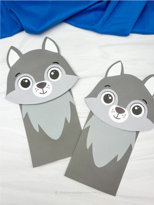 Wolf Paper Bag Puppet Craft [Free Template] Story