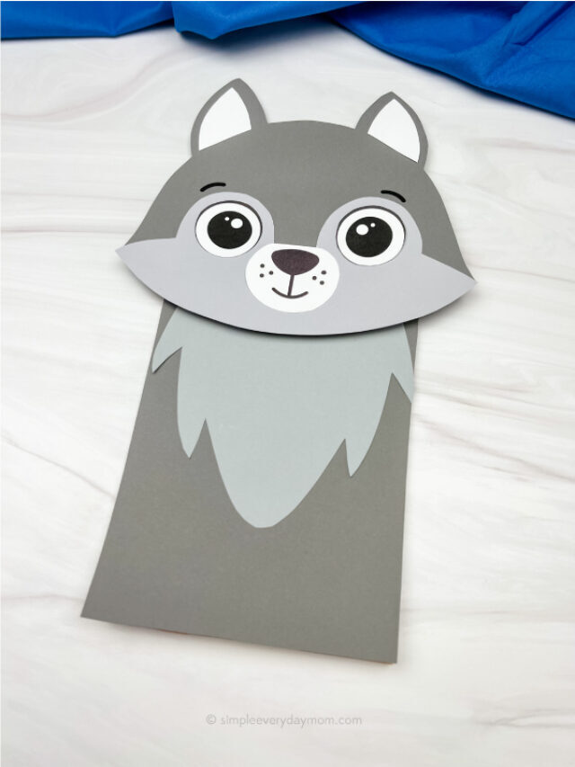 Wolf Paper Bag Puppet Craft [Free Template] Story