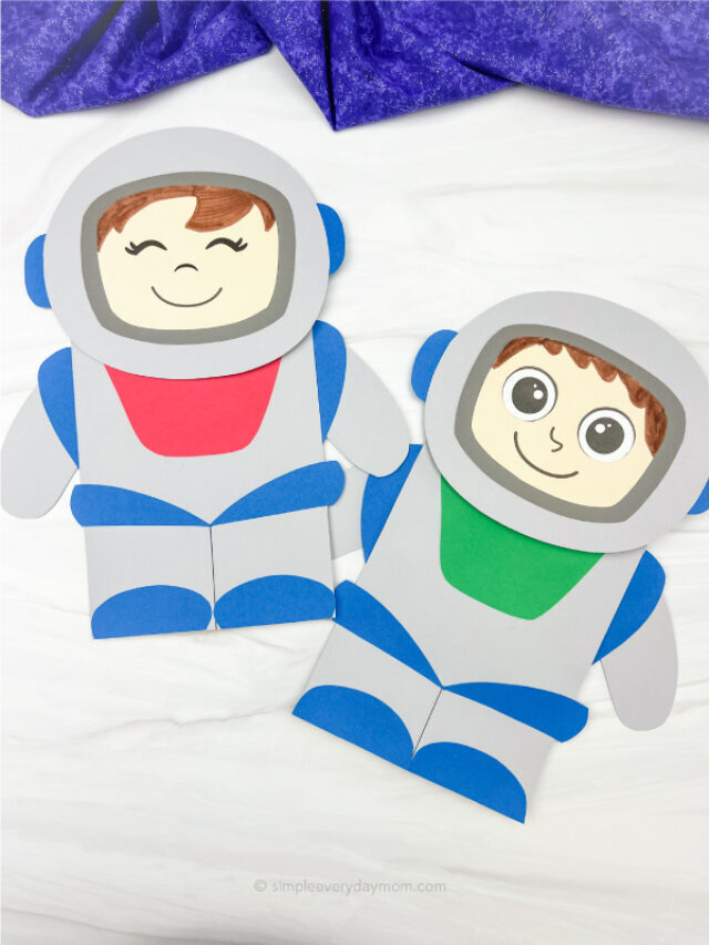 Astronaut Paper Bag Puppet Craft [Free Template] Story